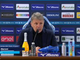 Marco Baroni allenatore della Lazio in conferenza stampa