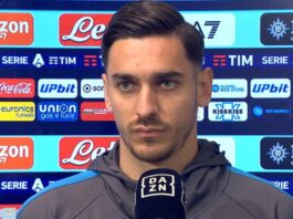 Meret in Mixed Zone al termine della partita