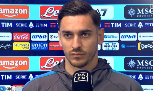 Meret in Mixed Zone al termine della partita